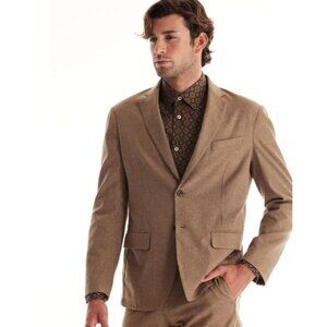 Soft Cloth Studio Jacket Camel Brown Pinstripe Size 40R NWOT